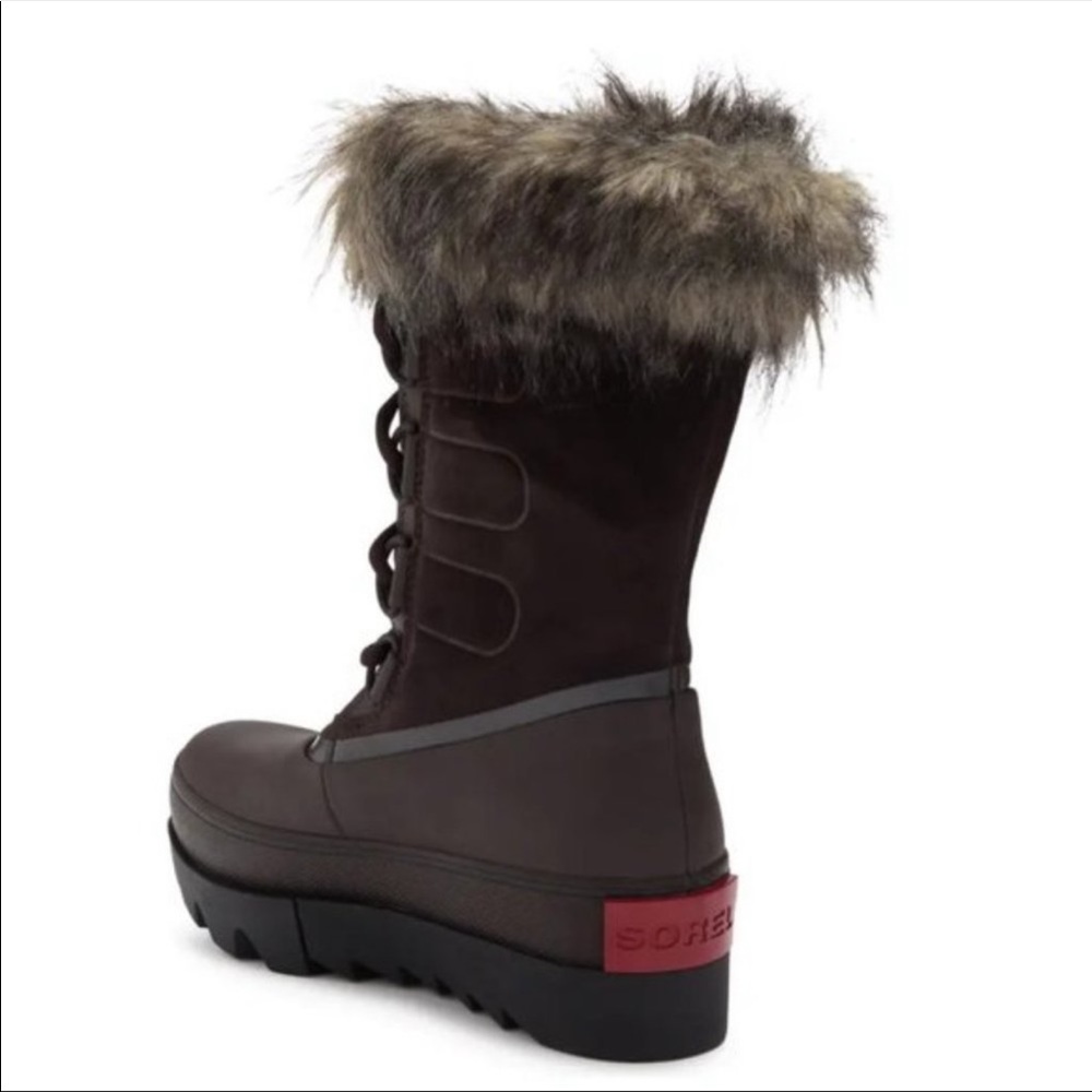 NWT SOREL Joan Of Arctic Next Faux Fur Waterproof Snow Boot In Blackened Brown - Picture 5 of 10